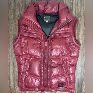 DIESEL Men’s Down Filled Vest Dark Red Black Workwear Label Size Medium